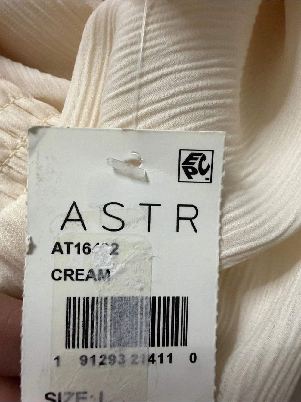 Astr The Label Cream Ruched Square-Neck Puff-Sleeve Blouse NWT Large